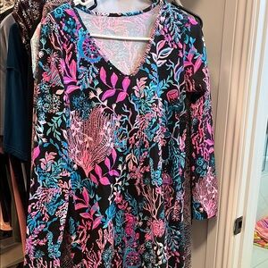 Lilly Pulitzer Vibrant Pink and Blue Long Sleeve Dress